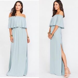 NWT SMYM Hacienda Maxi Dress M Silver Sage Crisp Bridesmaid Convertible